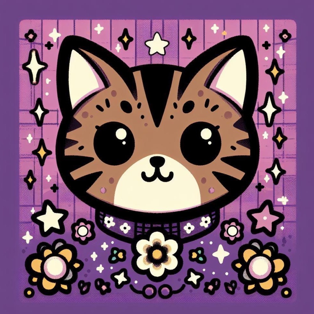 Brown Tabby Purple Print